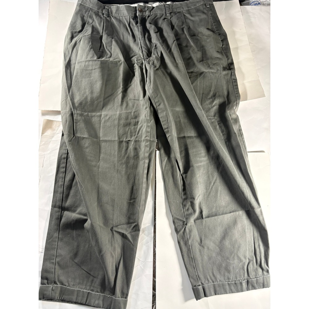 Vintage IZOD Mens Gray Pleated Dress Pants Cuffed 42x30 Golf Casual